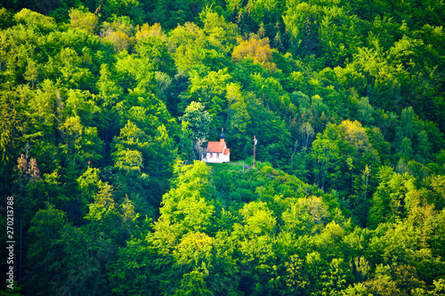 Small mountain chapel in the woods of Bavaria photo