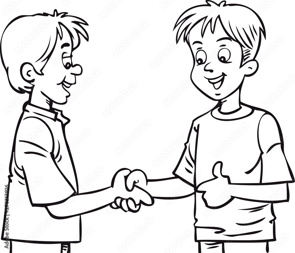Illustration of Little Boys Shaking Hands Illustration of Little Boys Shaking Hands