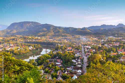 Obraz na płótnie Top view of Luang Prabang city at sunset, Laos w salonie