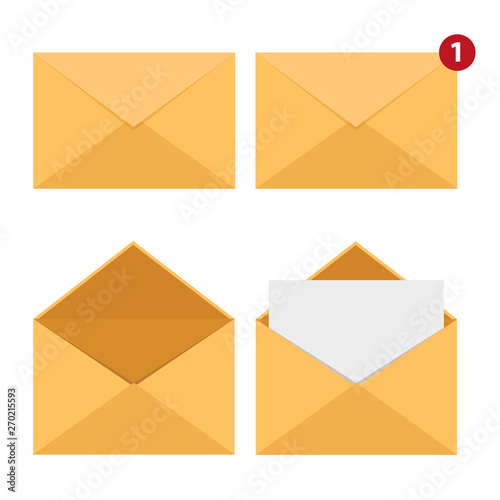 Set of Mail Envelopes. Delivery of correspondence or office documents.