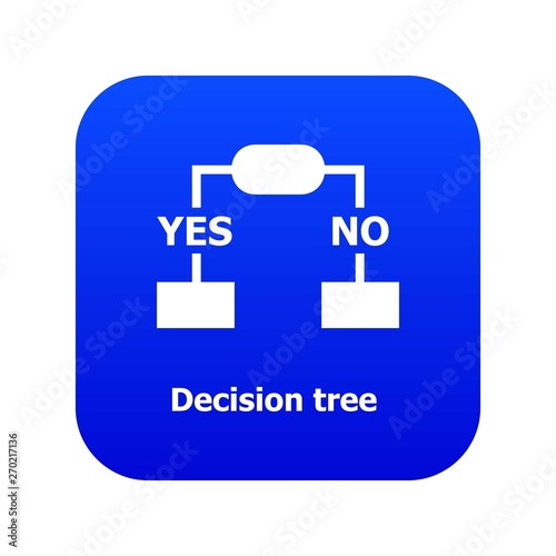 Decision tree icon blue vector isolated on white background