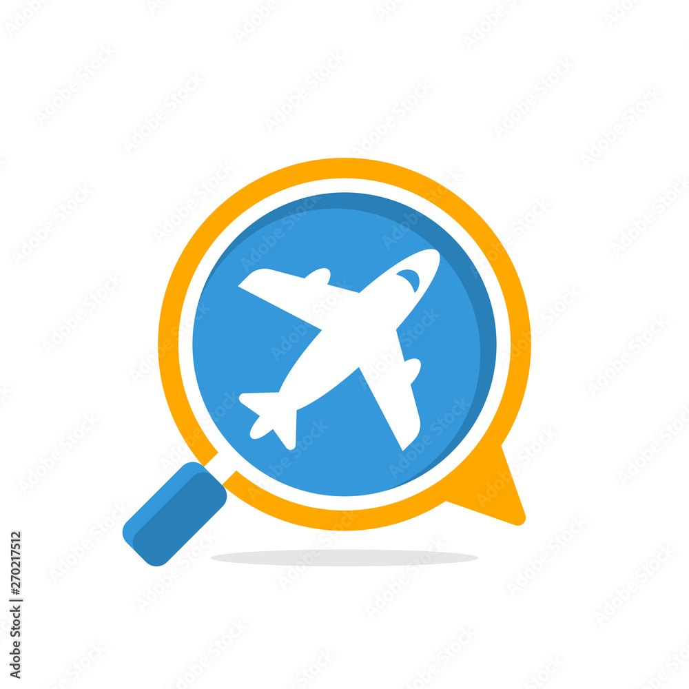 Illustration icon with the concept of flight information search Illustration icon with the concept of flight information search