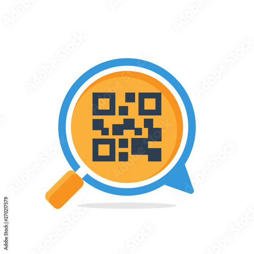 Illustration icon with the concept of scanning information with a QR code system