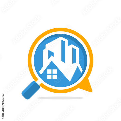 Vector illustration icon with media communication and review concept, for building inspection information access