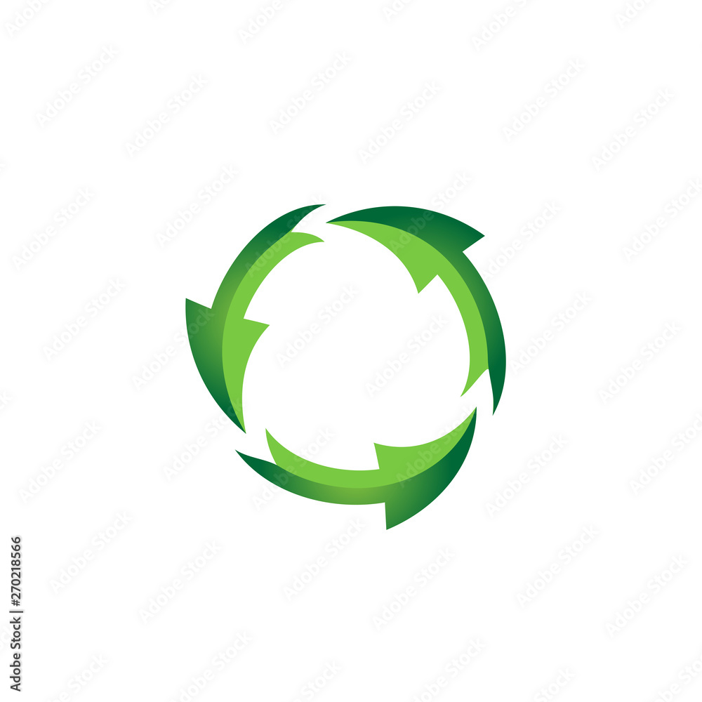 Abstract logo design Recycle arrow isolated on white background vector Abstract logo design Recycle arrow isolated on white background vector