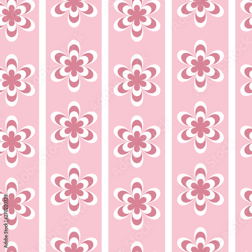 Vector Pastel pink flower with white strips repeat