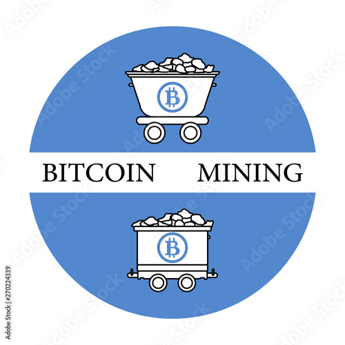 Mining bitcoins trolleys with ore.