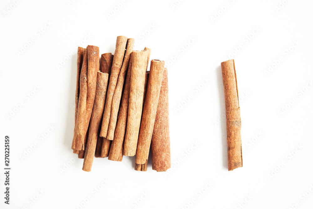 Set of cinnamon sticks on white background Set of cinnamon sticks on white background