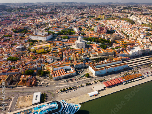 Aerial view of Lisbon city with National Pantheon, Portugal