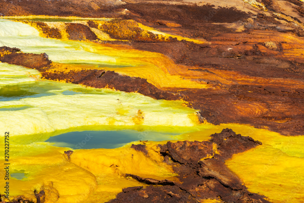 Naklejka premium Acid ponds in Dallol site in the Danakil Depression in Ethiopia, Africa