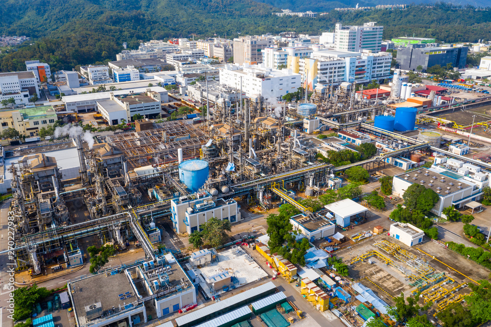 Top down view of Hong Kong industrial plant