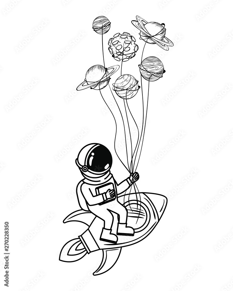 Fototapeta premium silhouette of astronaut with spacesuit in the space