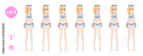Anime manga girl. In a summer bikini swimsuit