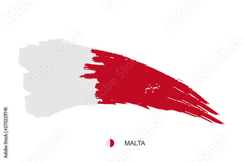 Watercolor painting MALTA national flag. Grunge brush stroke Independence day red and white nation color symbol - Vector abstract illustration