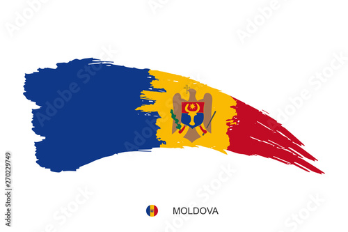 Watercolor painting MOLDOVA national flag. Grunge brush stroke moldovian Independence day red, yellow and blue nation color symbol - Vector abstract illustration