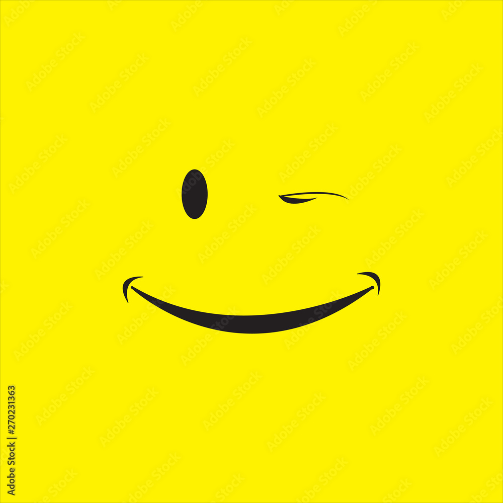 Smile icon template design. Smiling emoticon vector logo on yellow background. Face line art style Smile icon template design. Smiling emoticon vector logo on yellow background. Face line art style