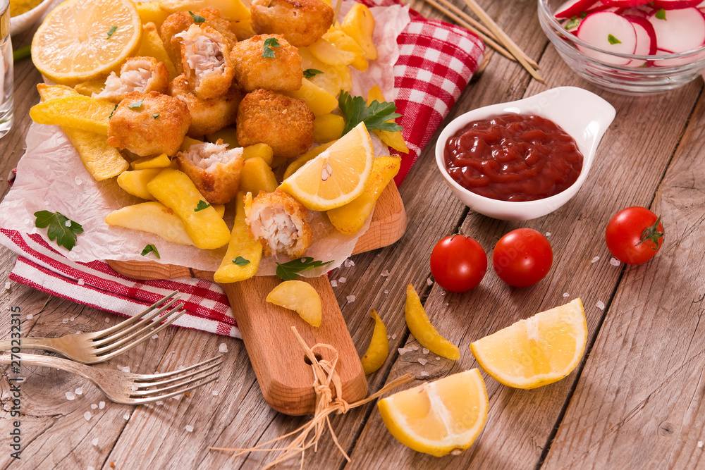 Fish and chips. Fish and chips.