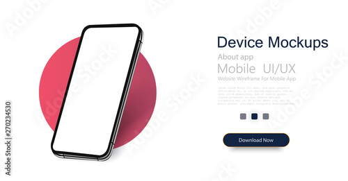 Smartphone frame less blank screen, rotated position. 3d isometric illustration cell phone. Smartphone perspective view. Template for infographics or presentation UI design interface. vector
