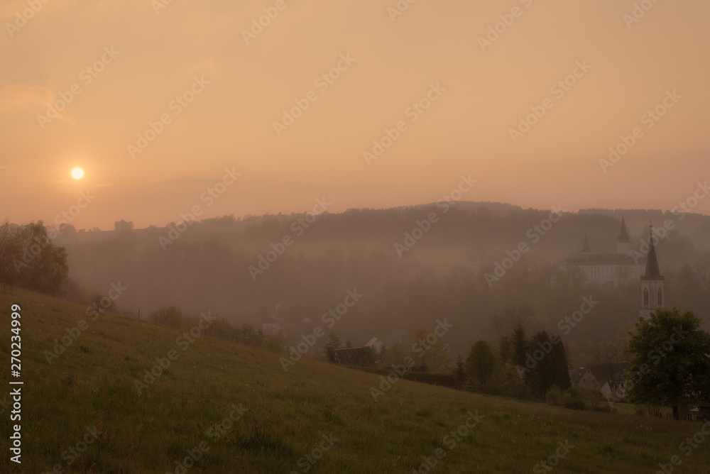 Obraz premium Sonnenuntergang im Wald