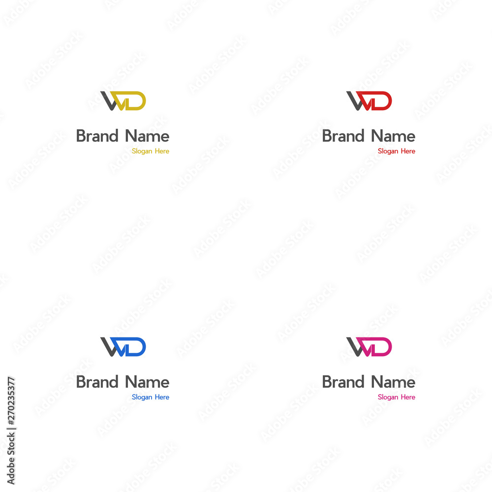 Alphabet letters Initials Monogram logo WD DW W D, Initial Letter WD Logo - Minimal Business Logo