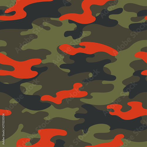 Military camouflage seamless pattern. Khaki texture. Trendy background. Abstract color vector illustration. For design wallpaper, wrapping paper, fabric.
