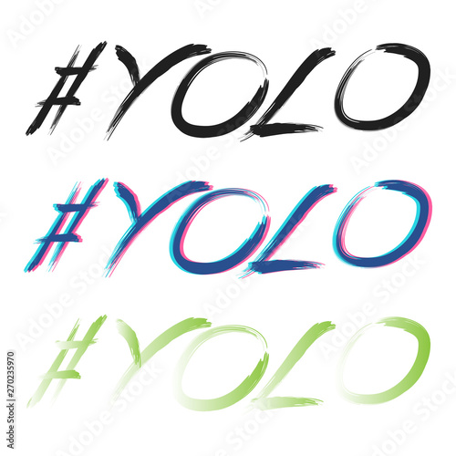 Different color yolo text set isolated on white background