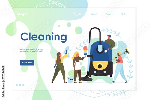 Cleaning vector website landing page design template