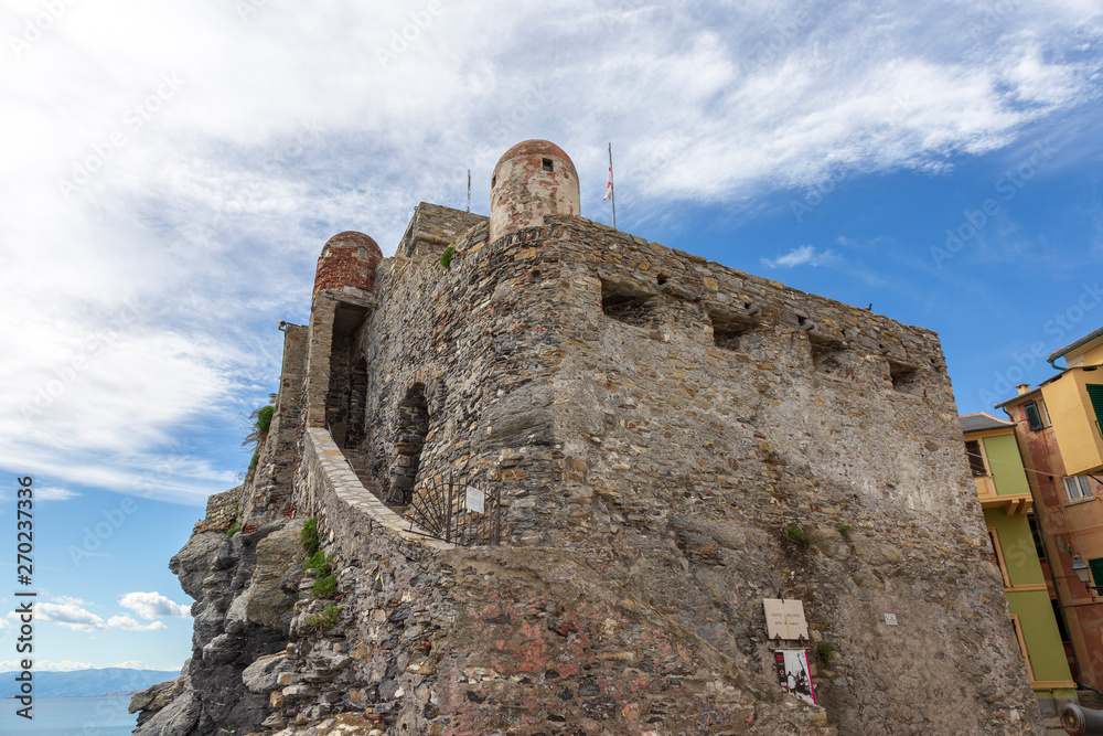 Camogli, Italy. 04-29-2019. Old castle at Camogli. Liguria. Italy.
