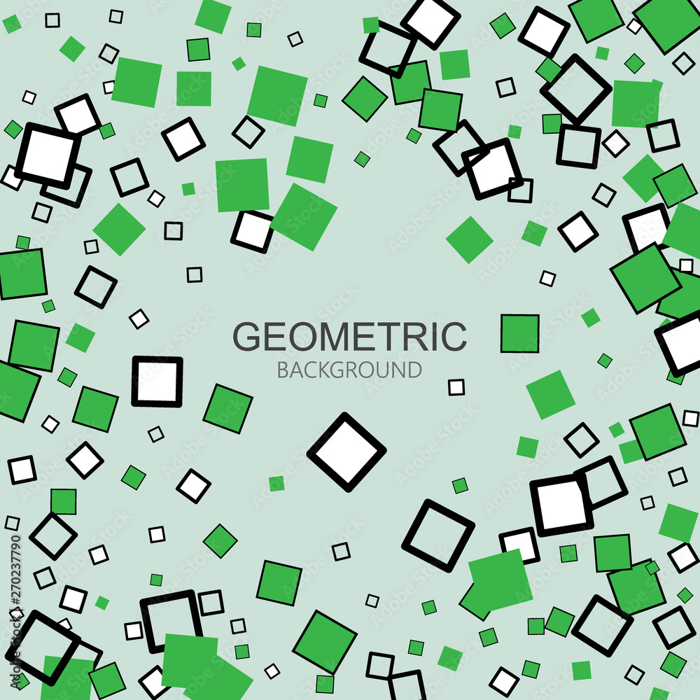  Geometric green background with vector squares