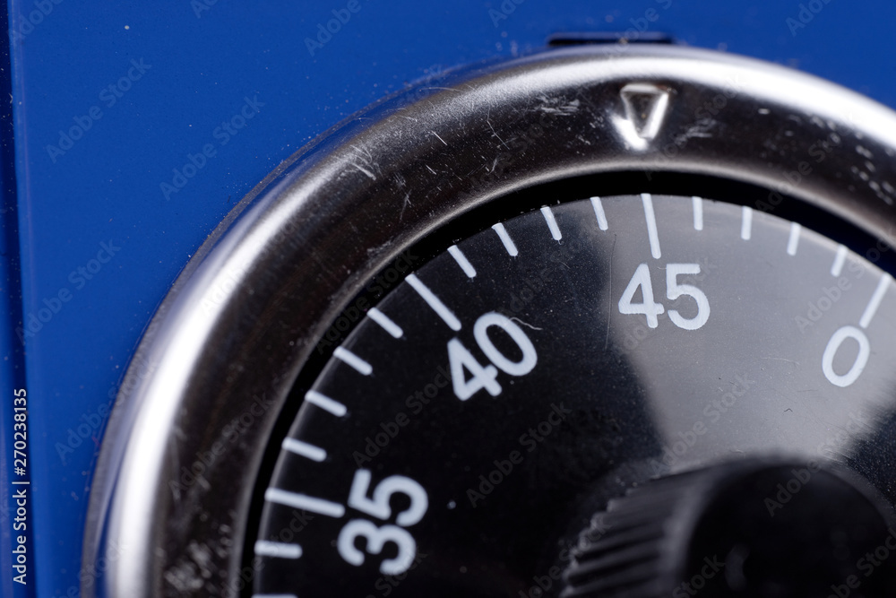 Close Up of combination safe lock from the blue safe Close Up of combination safe lock from the blue safe
