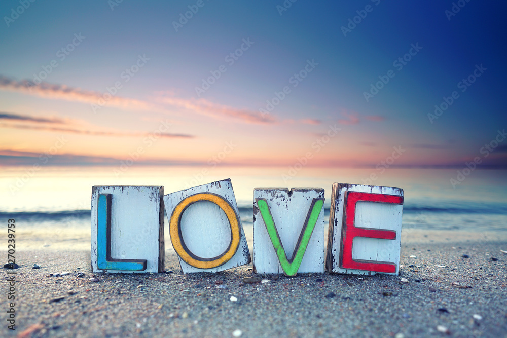 LOVE - Strandurlaub romantisch - obrazy, fototapety, plakaty 