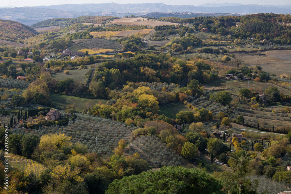 Countryside landscape. Countryside landscape with hills and a homestead; typical landscape of central Italy