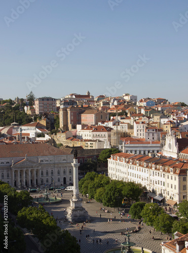 Central square in Lisbon. Portugal in the summer.