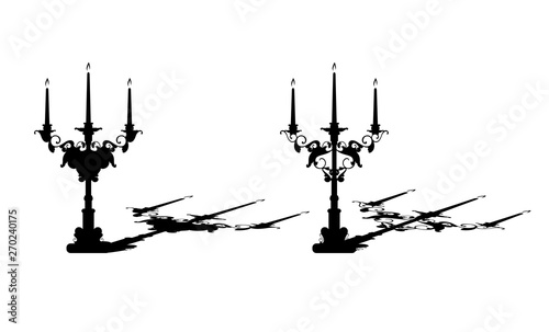 antique candle holder - vintage candelabrum black vector silhouette design set