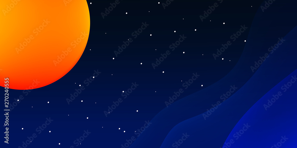 Obraz premium Planet in space. Adventure in the universe. Trendy style. Colorful vector illustration design.