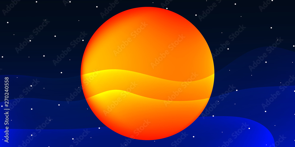 Planet in space. Adventure in the universe. Trendy style. Colorful vector illustration design.