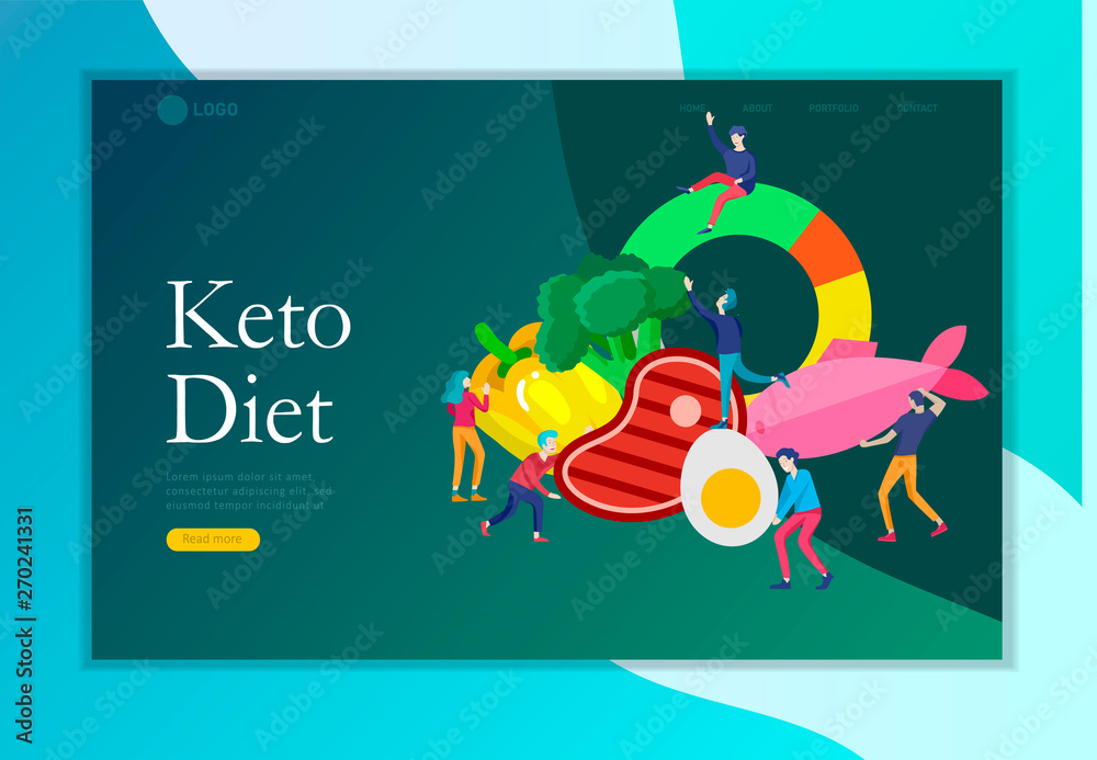 Keto diet landing page template. Cartoon people characters concept with ...