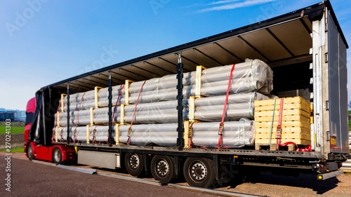 the truck with the trailer on loading