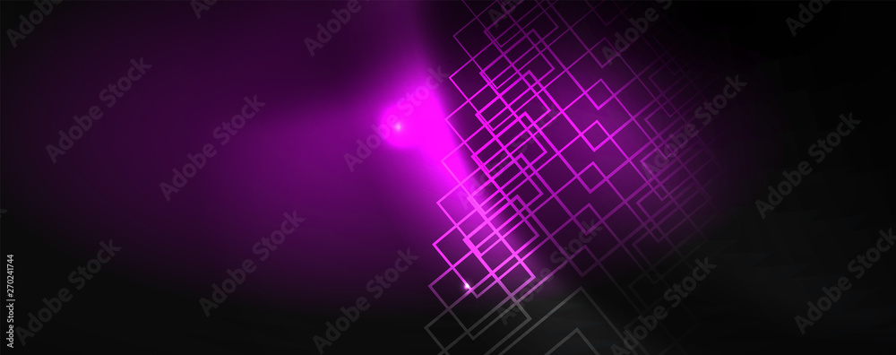Obraz premium Shiny neon techno template. Neon lines background, 80s style laser rays