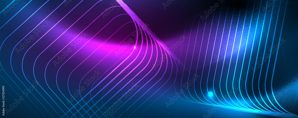 Neon glowing techno lines, hi-tech futuristic abstract background template, vector Neon glowing techno lines, hi-tech futuristic abstract background template, vector