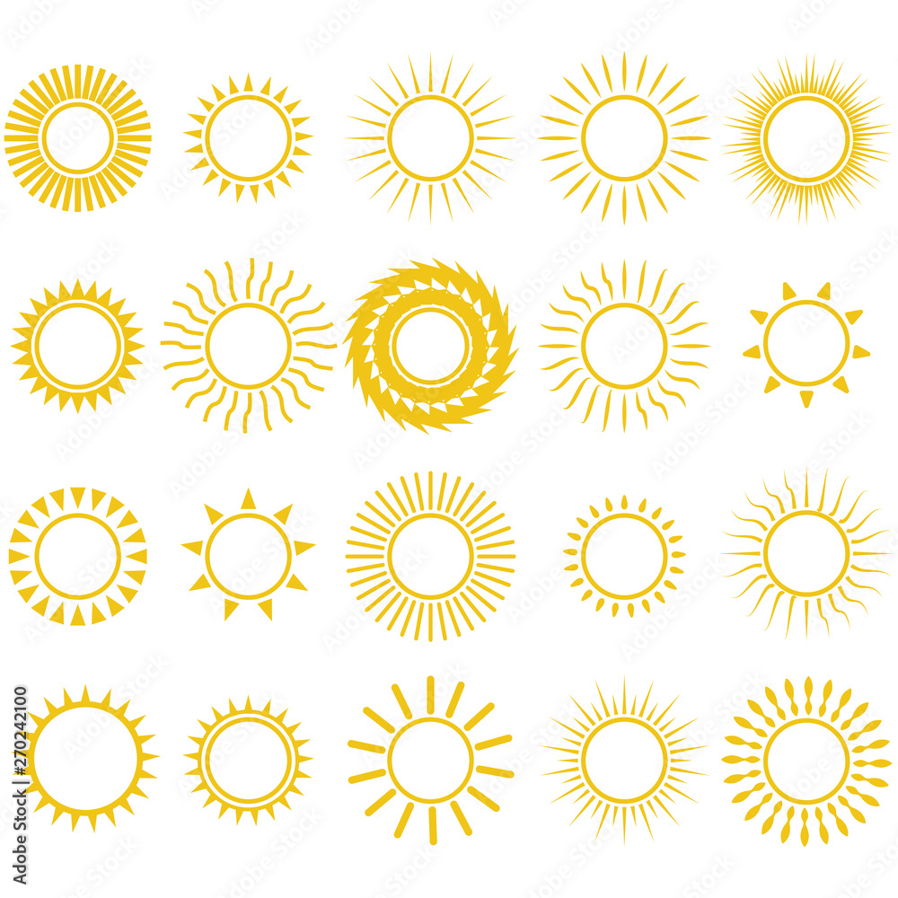 Sun icon set. Sun icon set.