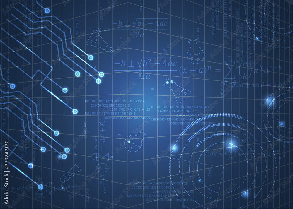 Fototapeta premium abstract background of formulas, code, mathematical signs and boards, design concept of digital technology and science vector EPS10