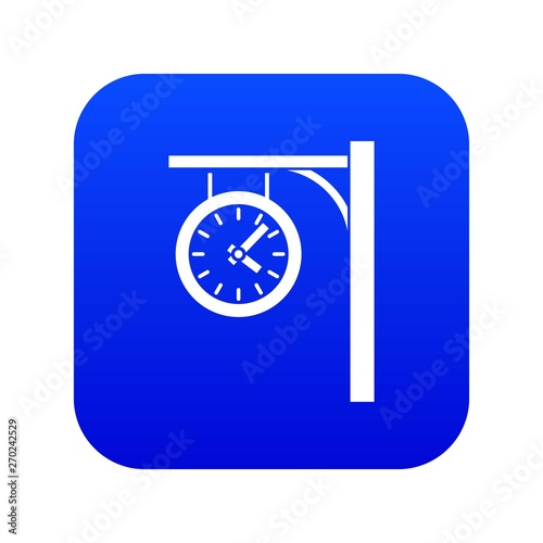 Station clock icon digital blue for any design isolated on white vector illustration