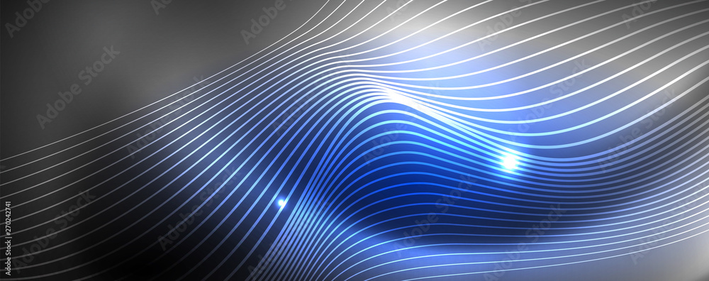 Neon vector wave lines abstract background, magic futuristic techno design Neon vector wave lines abstract background, magic futuristic techno design