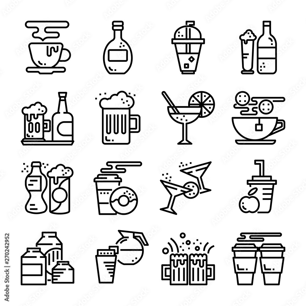 drinks and beverages outline design icon vector drinks and beverages outline design icon vector
