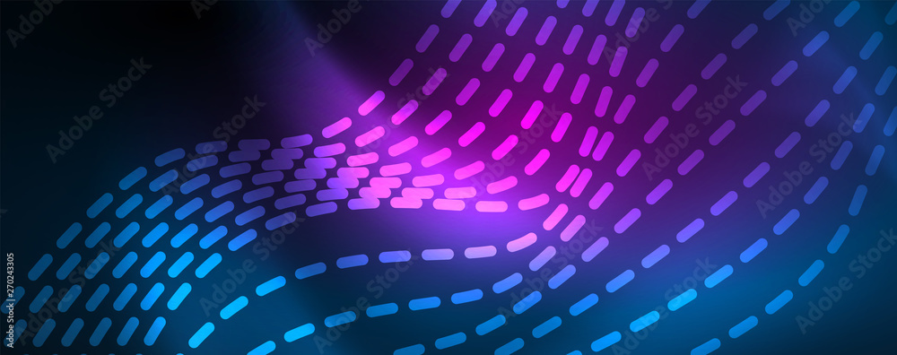 Smooth wave lines on blue neon color light background. Glowing abstract wave on dark, shiny motion, magic space light Smooth wave lines on blue neon color light background. Glowing abstract wave on dark, shiny motion, magic space light
