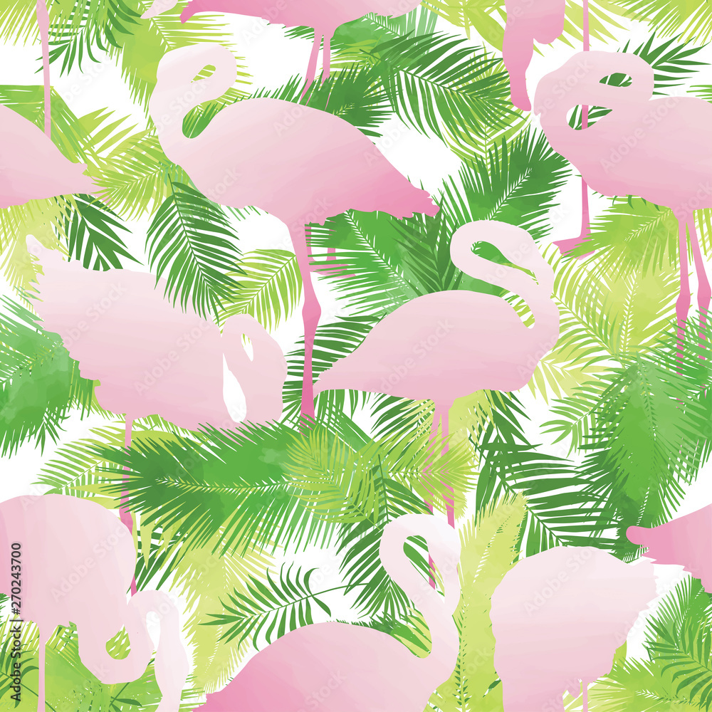 Obraz premium PalmFlamingoPattern