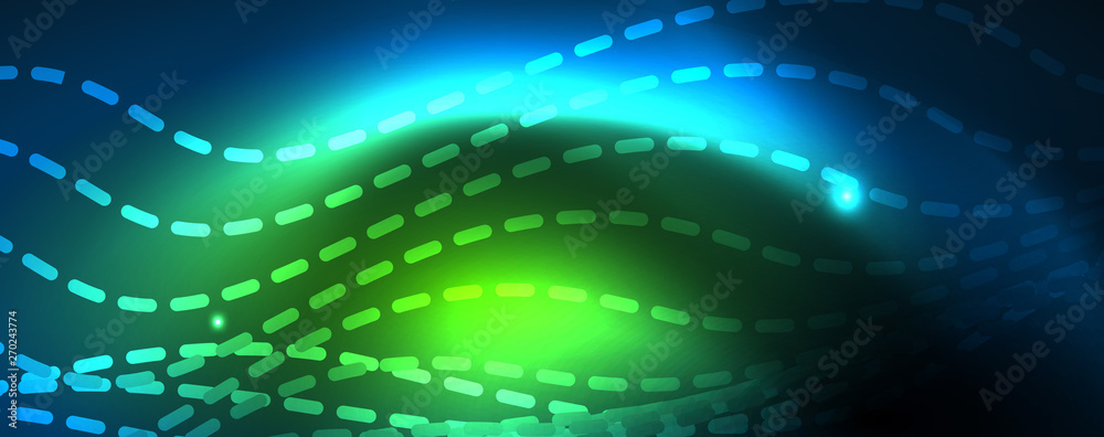 Smooth wave lines on blue neon color light background. Glowing abstract wave on dark, shiny motion, magic space light Smooth wave lines on blue neon color light background. Glowing abstract wave on dark, shiny motion, magic space light