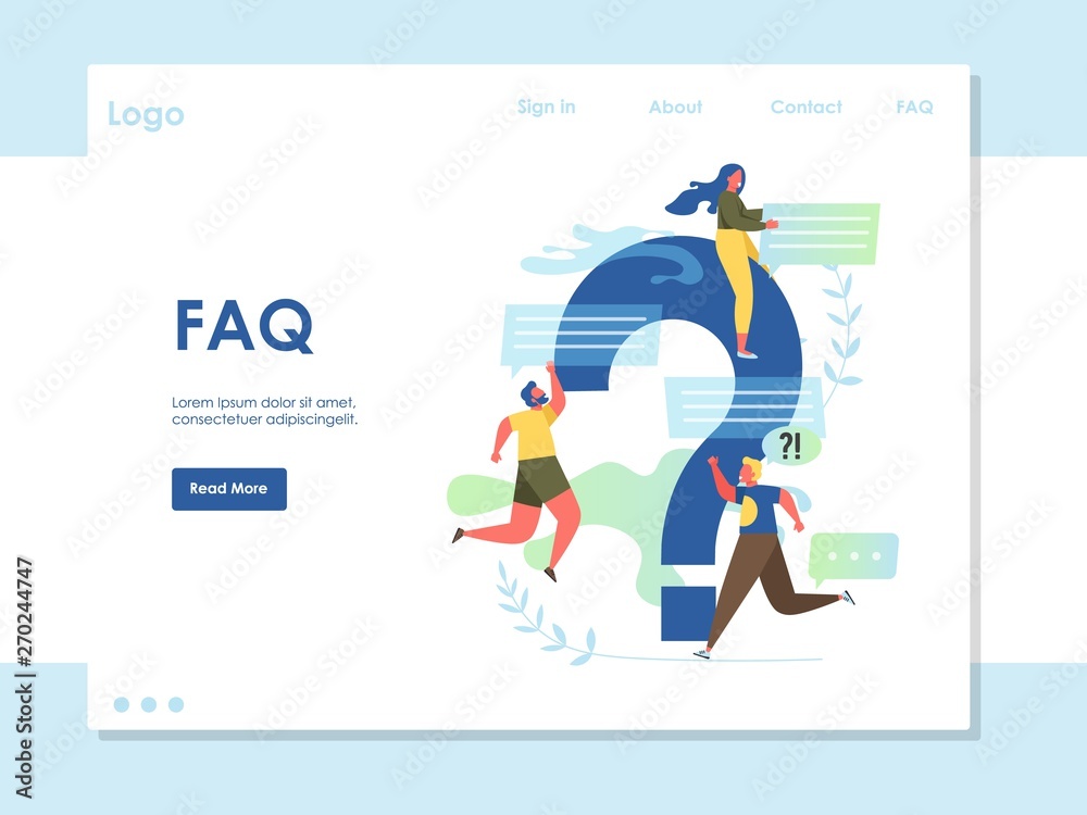 FAQ vector website landing page design template FAQ vector website landing page design template