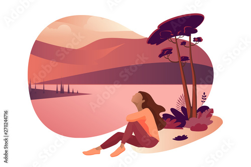 Summer vector illustration. Flat design concept for web and social media banner, background, summer card template, travel and holiday ads, advertising material.